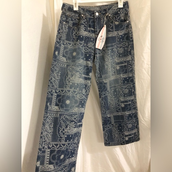 Boho printed wide leg jeans size 9/29 brand new - Picture 1 of 14